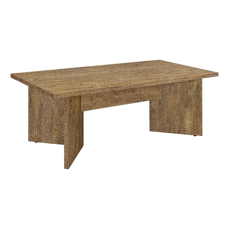 Pemberly Row 84 Inch Dining Table Rectangular Top V Shape Pedestal Base Brown