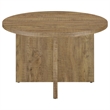 Pemberly Row 47 Inch Dining Table Round Top X Cross Legs Natural Brown Wood