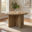 Pemberly Row 47 Inch Dining Table Round Top X Cross Legs Natural Brown Wood