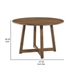 Pemberly Row 47 Inch Dining Table Round Top Interlocking Legs in Walnut Brown