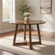 Pemberly Row 47 Inch Dining Table Round Top Interlocking Legs in Walnut Brown