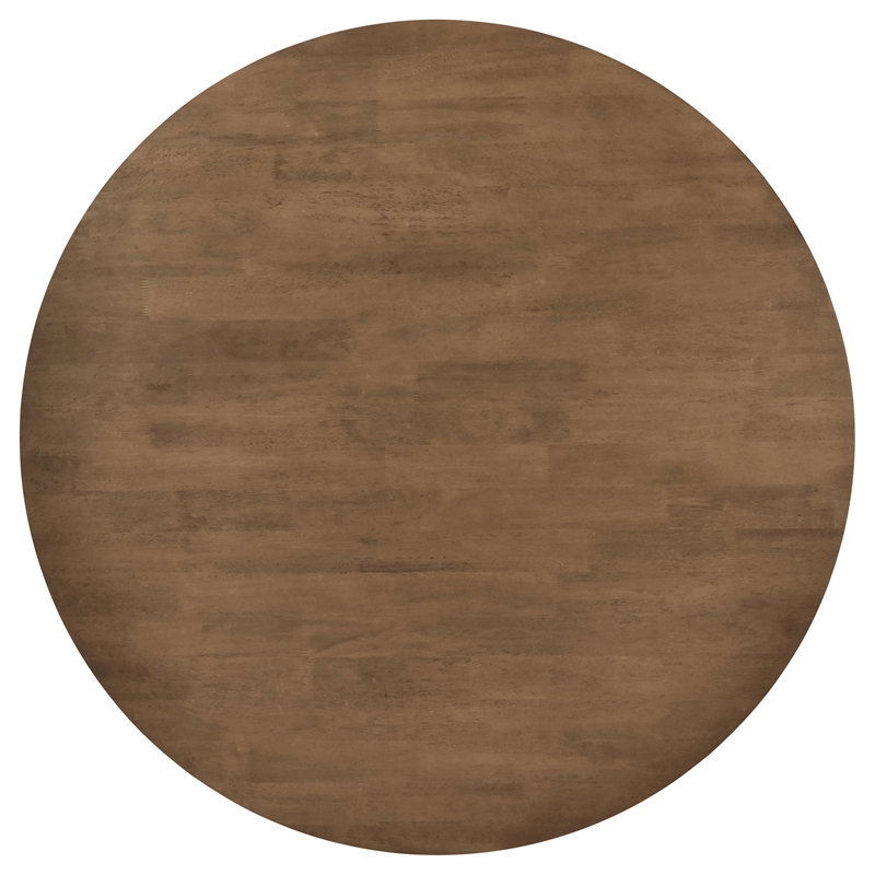 Pemberly Row 47 Inch Dining Table Round Top Interlocking Legs in Walnut Brown