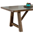 Pemberly Row 76 Inch Dining Table Rectangular Top Trestle Base in Brown Wood