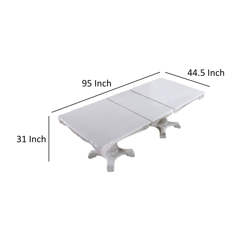 Pemberly Row 77 to 95 Inch Dining Table Extension Leaf Classic White Wood
