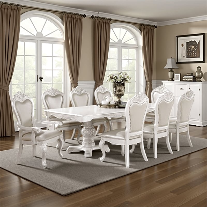 Pemberly Row 77 to 95 Inch Dining Table Extension Leaf Classic White Wood