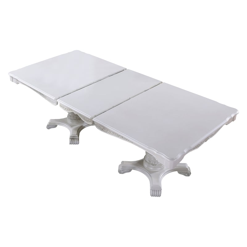 Pemberly Row 77 to 95 Inch Dining Table Extension Leaf Classic White Wood