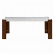 Pemberly Row 72 Inch Dining Table White Rectangular Faux Marble Top Brown Wood