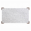 Pemberly Row 72 Inch Dining Table White Rectangular Faux Marble Top Brown Wood
