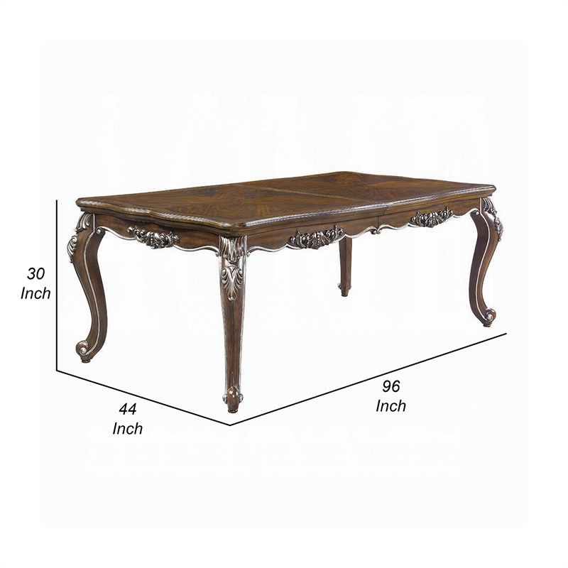 Pemberly Row 80 to 96 Inch Extending Dining Table Silver Carved Antique Oak