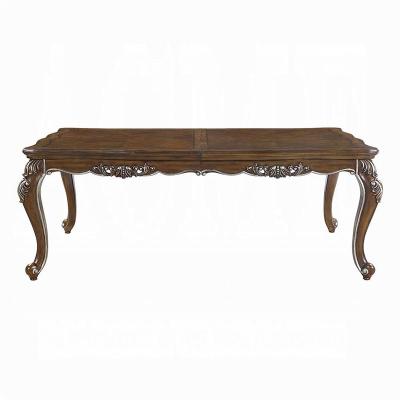 Pemberly Row 80 to 96 Inch Extending Dining Table Silver Carved Antique Oak