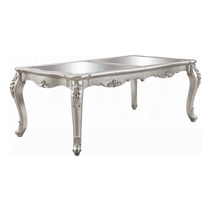 Pemberly Row 80 to 96 Inch Dining Table Mirrored Classic Champagne Silver Wood