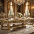 Pemberly Row 111 Inch Dining Table Classic Carved Gold Wood Rectangular Top