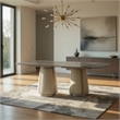 Pemberly Row 82 Inch Dining Table in Gray Black Sintered Stone Rectangular Top