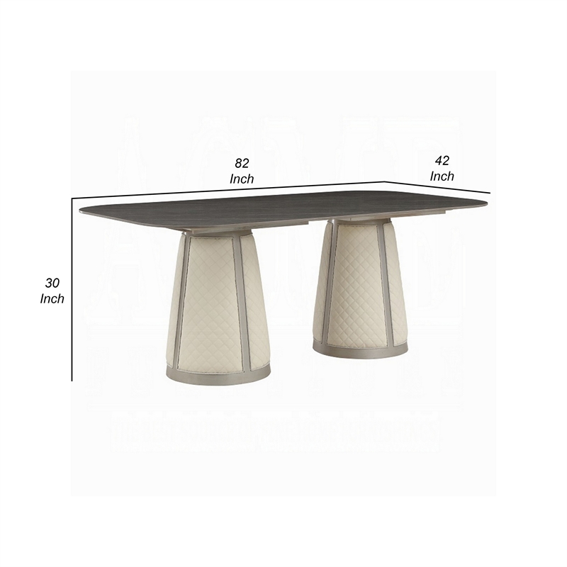 Pemberly Row 82 Inch Dining Table in Gray Black Sintered Stone Rectangular Top