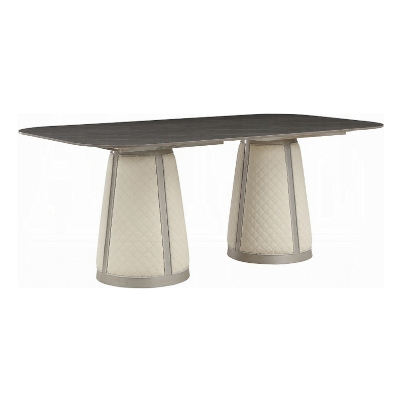 Pemberly Row 82 Inch Dining Table in Gray Black Sintered Stone Rectangular Top