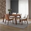Pemberly Row 63 Inch Dining Table in Walnut Brown Wood Bent Legs Rectangular