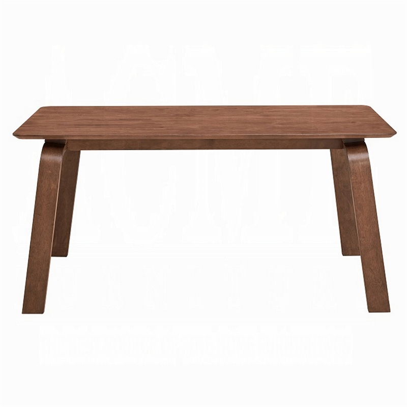 Pemberly Row 63 Inch Dining Table in Walnut Brown Wood Bent Legs Rectangular