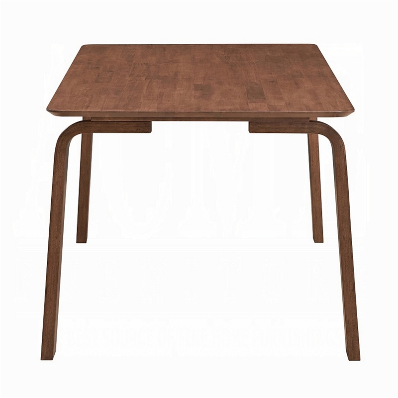 Pemberly Row 63 Inch Dining Table in Walnut Brown Wood Bent Legs Rectangular