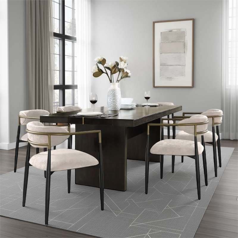 Pemberly Row 80 Inch Dining Table Wide Panel Legs Rectangular Top Black