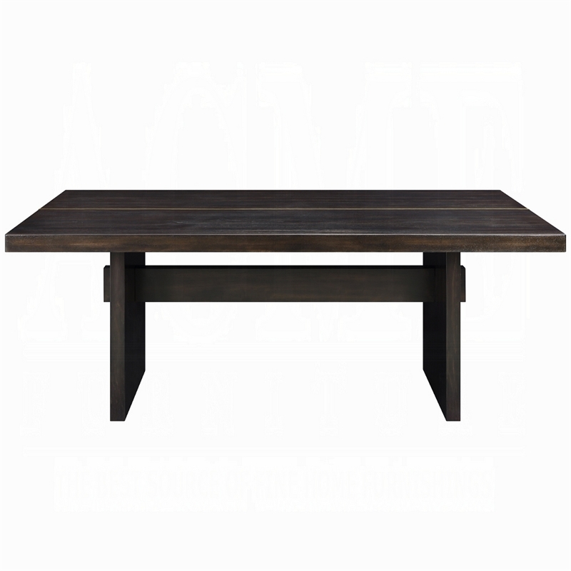 Pemberly Row 80 Inch Dining Table Wide Panel Legs Rectangular Top Black