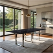Pemberly Row 79 Inch Dining Table Metal Base Rectangular Gray Sintered Stone