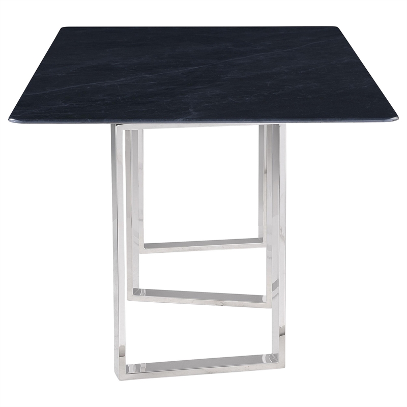 Pemberly Row 79 Inch Dining Table Metal Base Rectangular Gray Sintered Stone