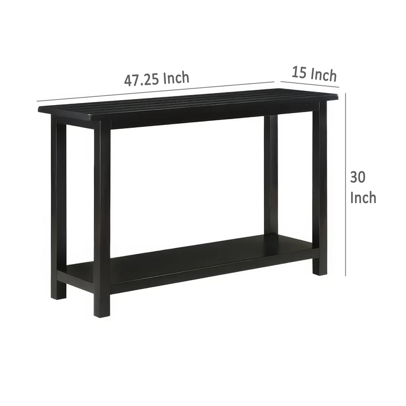 Pemberly Row 47 Inch Console Table 1 Bottom Shelf Classic Black Wood Frame