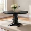Pemberly Row 60 Inch Round Dining Table Pedestal Base Antique Style Black