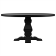 Pemberly Row 60 Inch Round Dining Table Pedestal Base Antique Style Black