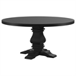 Pemberly Row 60 Inch Round Dining Table Pedestal Base Antique Style Black