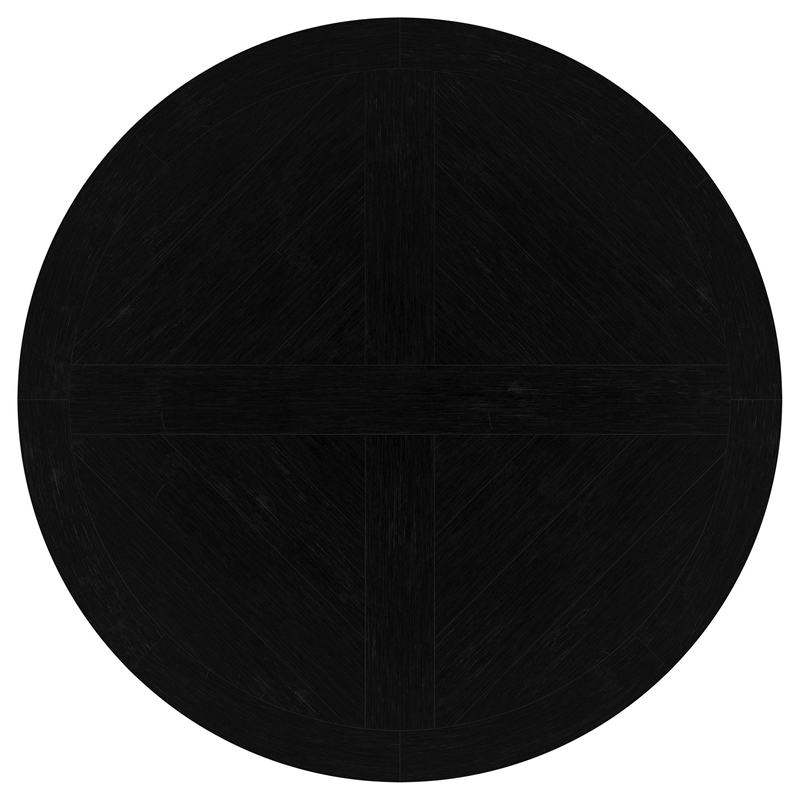 Pemberly Row 60 Inch Round Dining Table Pedestal Base Antique Style Black