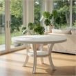 Pemberly Row 54 Inch Round Dining Table with Shelf Flared Legs White Wood