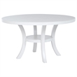 Pemberly Row 54 Inch Round Dining Table with Shelf Flared Legs White Wood