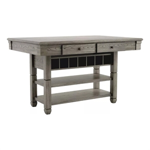 Pemberly Row 60 Inch Counter Height Table Rectangular Top in Gray Solid Wood