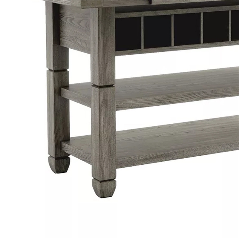 Pemberly Row 60 Inch Counter Height Table Rectangular Top in Gray Solid Wood