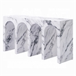 Pemberly Row 59 Inch Console Table White Marble Faux Stone Arched Design