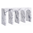 Pemberly Row 59 Inch Console Table White Marble Faux Stone Arched Design