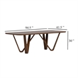Pemberly Row 95 Inch Dining Table Rectangular in Walnut Brown Solid Rubberwood
