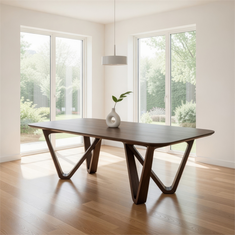 Pemberly Row 95 Inch Dining Table Rectangular in Walnut Brown Solid Rubberwood