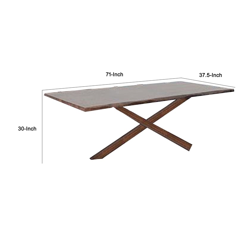 Pemberly Row 71 Inch Dining Table Triple Cut Live Edge in Walnut Brown Wood