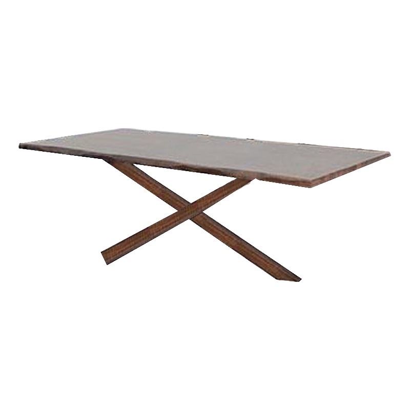 Pemberly Row 71 Inch Dining Table Triple Cut Live Edge in Walnut Brown Wood