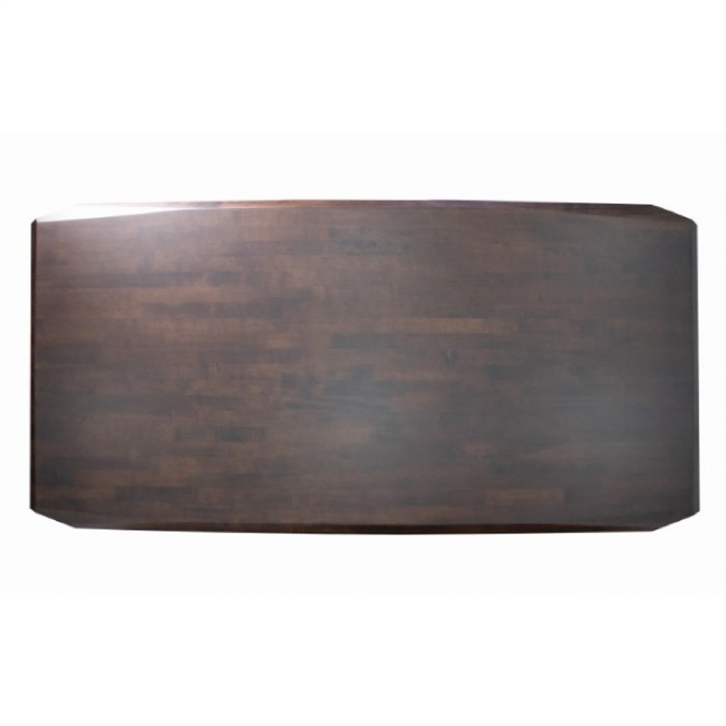 Pemberly Row 83 Inch Dining Table Diamond Profile Edges in Brown Solid Wood