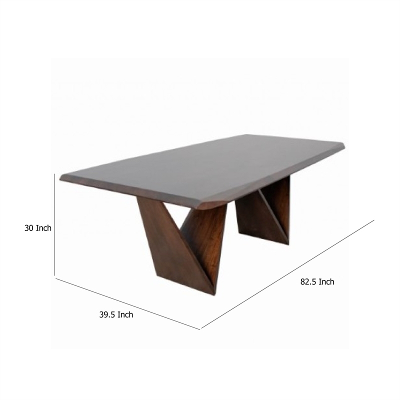 Pemberly Row 83 Inch Dining Table Diamond Profile Edges in Brown Solid Wood