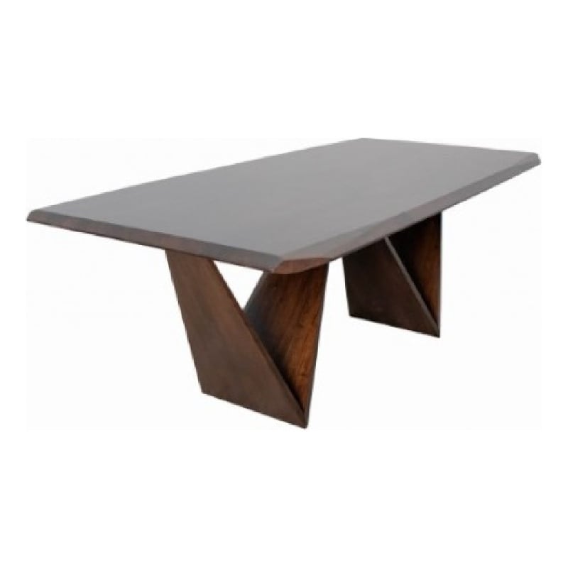 Pemberly Row 83 Inch Dining Table Diamond Profile Edges in Brown Solid Wood