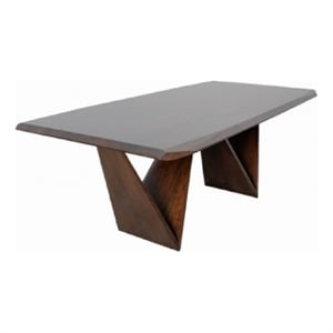 Pemberly Row 83 Inch Dining Table Diamond Profile Edges in Brown Solid Wood
