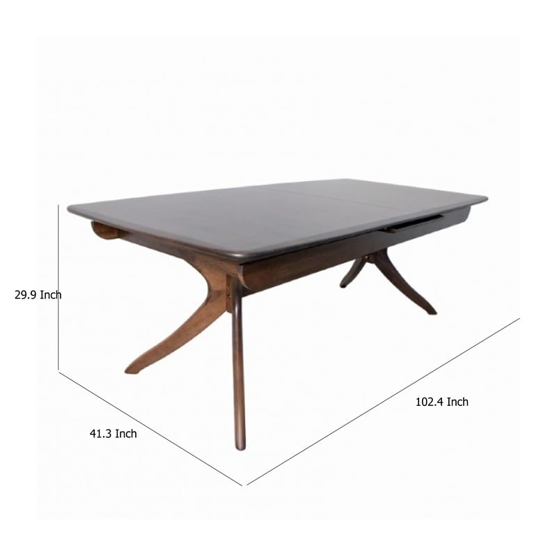 Pemberly Row 82 to 102 Inch Dining Table Curved Legs Extendable Brown Wood