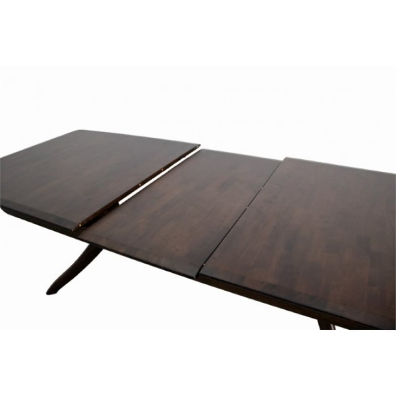 Pemberly Row 82 to 102 Inch Dining Table Curved Legs Extendable Brown Wood