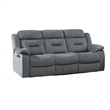 Pemberly Row 83 Inch Manual Recliner Sofa in Light Gray Velvet Solid Wood