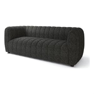 Pemberly Row 83 Inch Sofa Black Boucle Vertical Channel Tufted Details