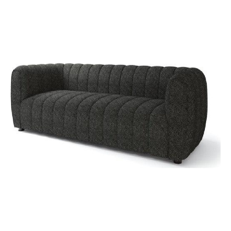 Pemberly Row 83 Inch Sofa Black Boucle Vertical Channel Tufted Details